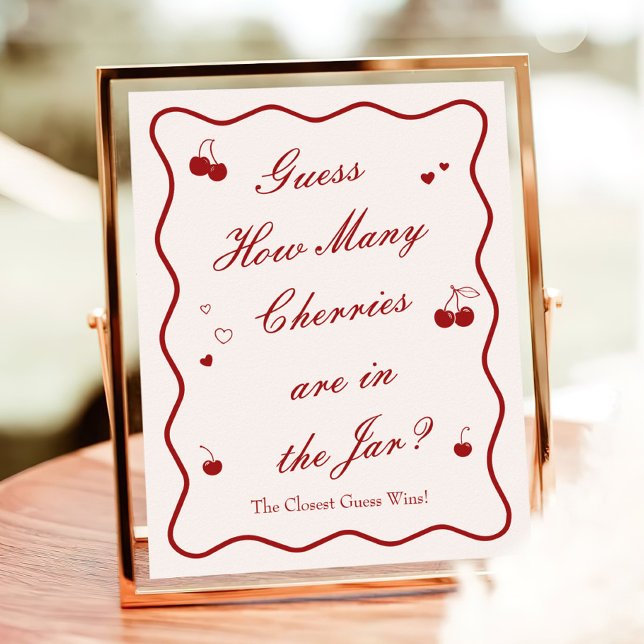 Affiche Cherry Bridal Shower Guess How Many Cherries (Créateur téléchargé)