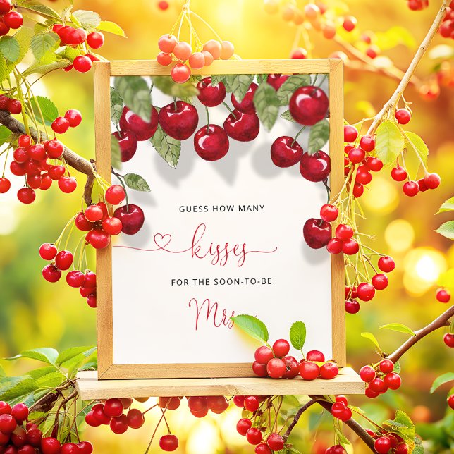 Affiche Cherry Combien de baisers Fête des mariées (Créateur téléchargé)