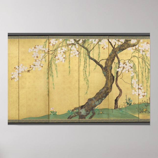 Affiche Cherry et érable par Sakai Hōitsu (Devant)
