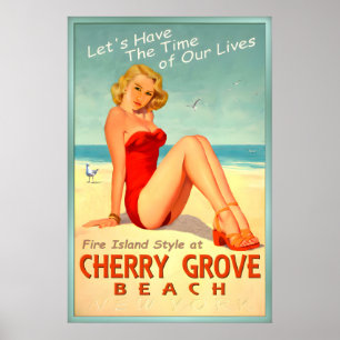 Affiche Cherry Grove Beach Long Island New York Épinglé U