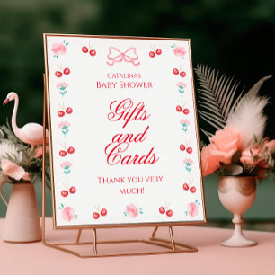 Affiche Cherry On Top Aquarelle Rose Bow Cadeau et carte