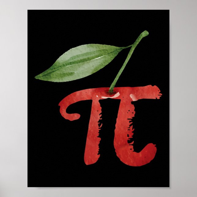 Affiche Cherry Pi Day Funny Pie Cherries 3.14 Humour Scien (Devant)