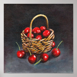 Affiche Cherry rouge acrylique original