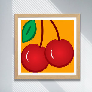 Affiche Cherry Simple Rouge Orange Moderne Fruit Illustrat