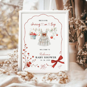 Affiche Cherry Sur Le Haut Pink Bow Baby Girl Douche Bienv