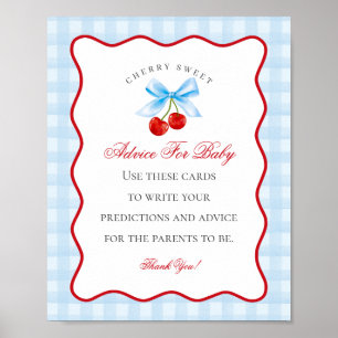 Affiche Cherry Sweet Blue Coquette Bow Conseils pour bébé