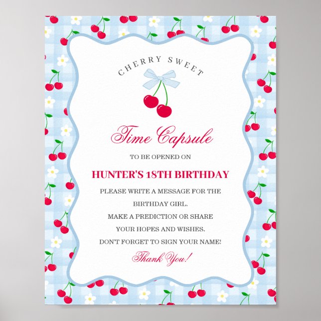 Affiche Cherry Sweet Blue Coquette Bow Gingha Time Capsule (Devant)