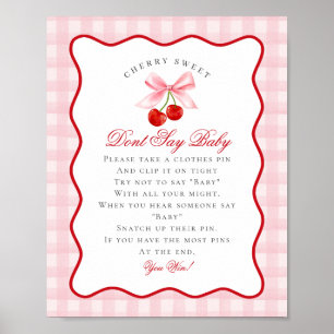 Affiche Cherry Sweet Pink Coquette Bow Ne pas dire bébé Si