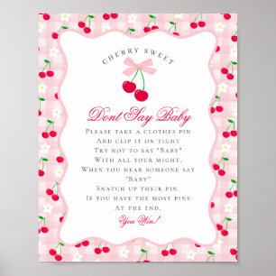 Affiche Cherry Sweet Pink Coquette Bow Ne pas dire bébé Si