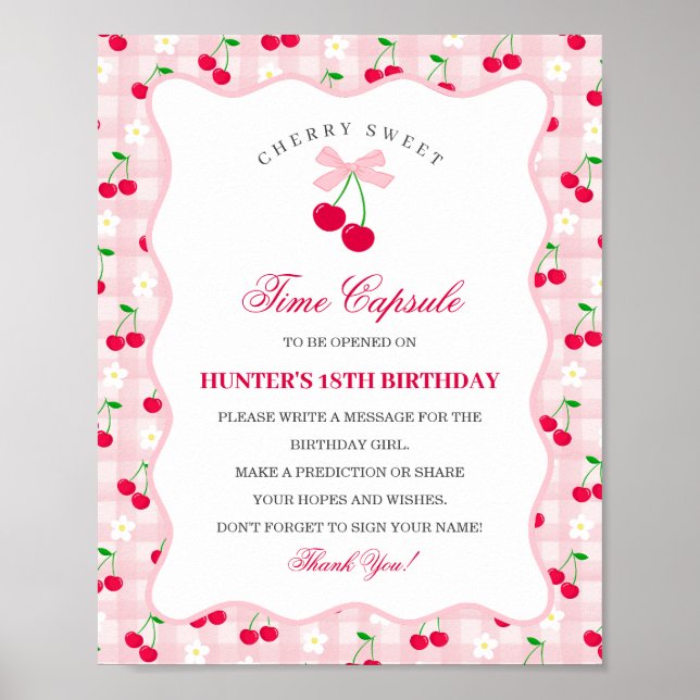 Affiche Cherry Sweet Rose Coquette Bow Gingha Time Capsule (Devant)