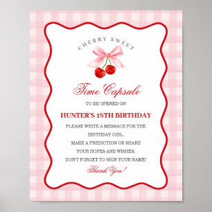 Affiche Cherry Sweet Rose Coquette Bow Gingha Time Capsule