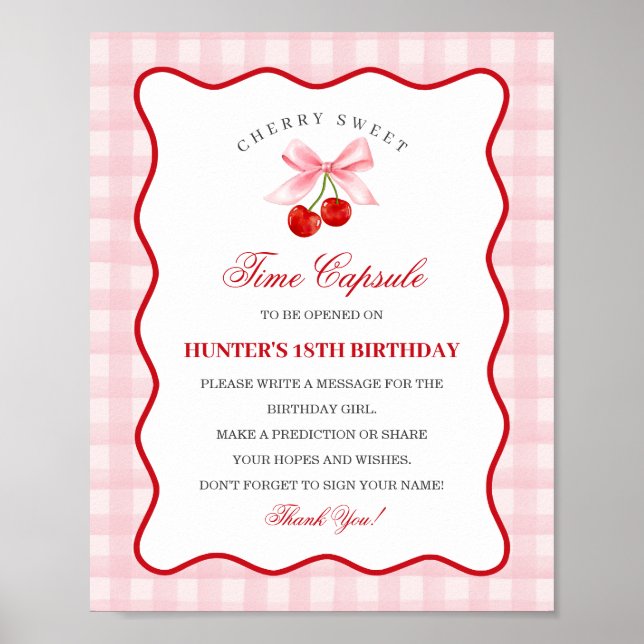 Affiche Cherry Sweet Rose Coquette Bow Gingha Time Capsule (Devant)