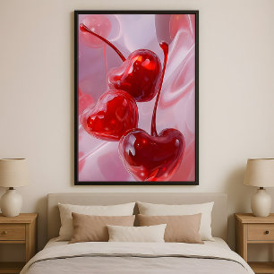 Affiche Cherry Vibes – Cerises Cœur Abstraites Amour Art