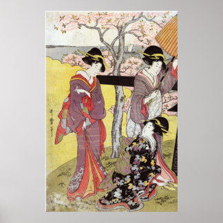 Affiche Cherry Viewing at Gotenyama par Kitagawa Utamaro