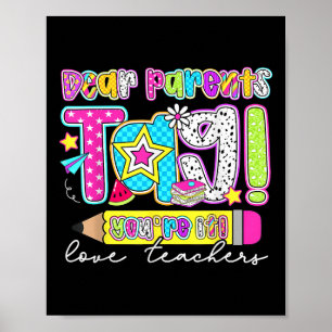 Affiche Chers parents balise You It Teacher Preppy Dernier