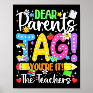 Affiche Chers parents tag amour enseignants dernier jour d