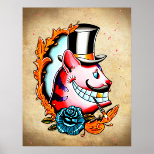 Affiche Cheshire Chat Couleur d'eau