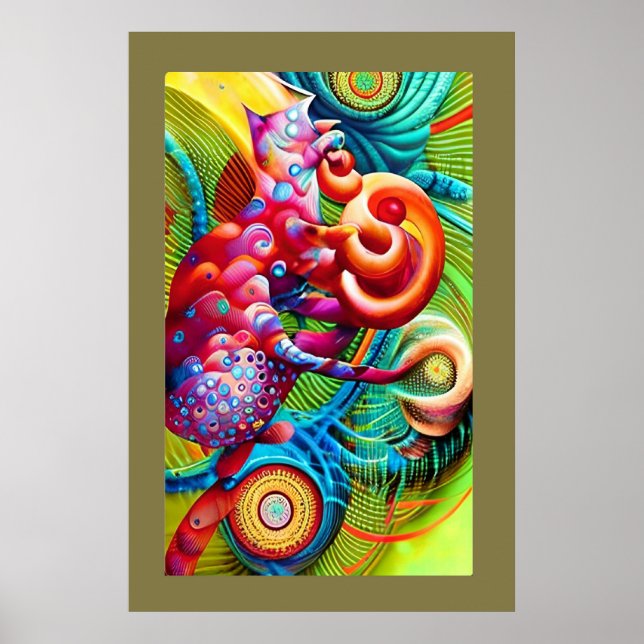 Affiche Cheshire Chat Peacock Psychedelic Dream Pop (Devant)