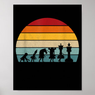 Affiche Chess Evolution Cadeau Vintage Rétro Pour Un Échec