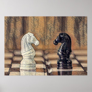 Affiche Chess Knights Chess Board