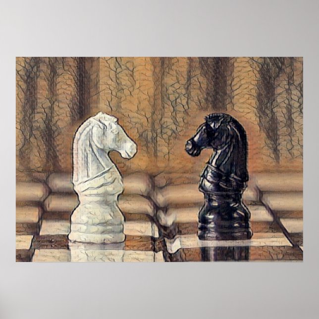 Affiche Chess Knights Chess Board (Devant)