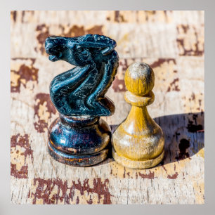 Affiche Chess Pawn et Knight - anciens combattants