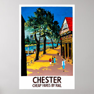 Affiche Chester, Angleterre, dock de ville, gare