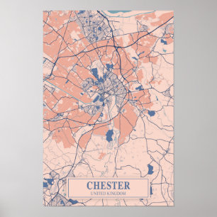 Affiche Chester Royaume-Uni Carte de la ville venteuse Voy