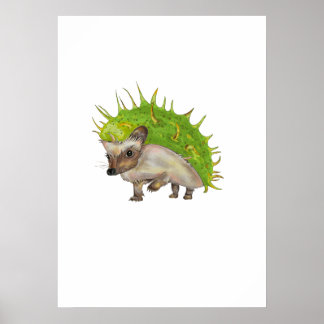 Affiche Chestnut Hedgehog Botanical Art