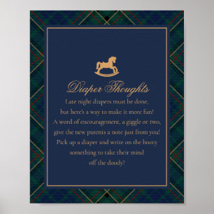 Affiche Cheval à bascule à carreaux tartan bleu pour couch