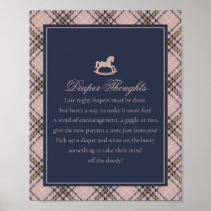 Affiche Cheval à Bascule à Carreaux Tartan Rose Pensées de