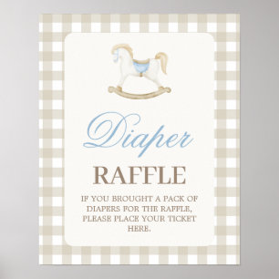 Affiche Cheval à rocher baby shower Déchets Signe de raffl