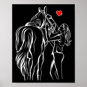 Affiche Cheval Amoureux Fille Femmes Équitation
