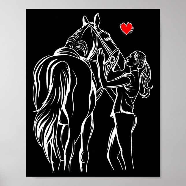 Affiche Cheval Amoureux Fille Femmes Équitation (Devant)