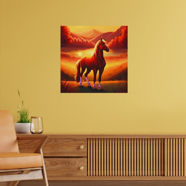 Affiche Cheval au coucher du soleil (Salon 2)