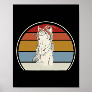 Affiche Cheval Avec Bandana Horse Lover Vintage Équitation