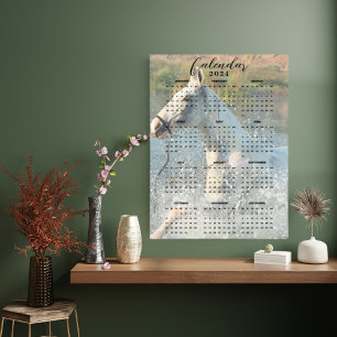Affiche Cheval Blanc Galopant à Travers la Rivière Calendr