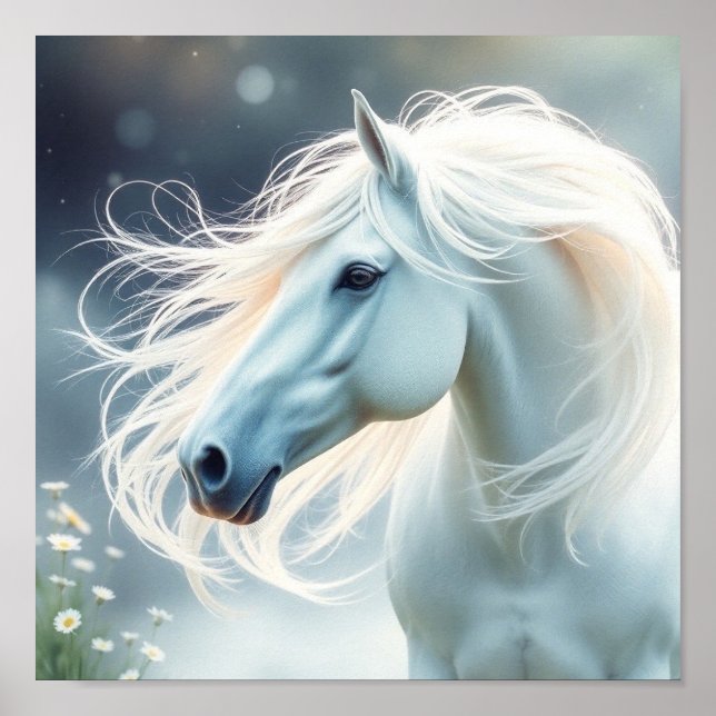 Affiche Cheval Blanc Gardez ou concevez votre propre (Devant)