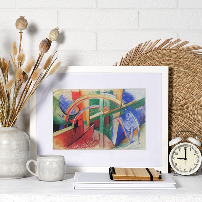 Affiche Cheval bleu avec arc-en-ciel par Franz Marc (Créateur téléchargé)