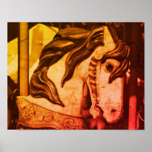 Affiche Cheval Carrousel Silencieux À Vapeur En Sepia Vint