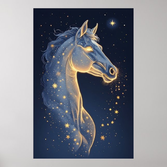 Affiche Cheval Céleste du Ciel Nocturne Fantastique sous l (Devant)
