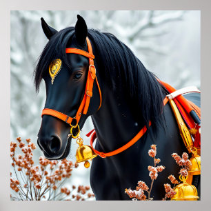 Affiche Cheval châtaignier noir élégant