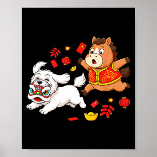 Affiche Cheval Chinois Havanais Drôle Enfants Hommes Femme