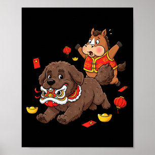 Affiche Cheval Chinois Terre-Neuve Enfants Hommes Femmes H