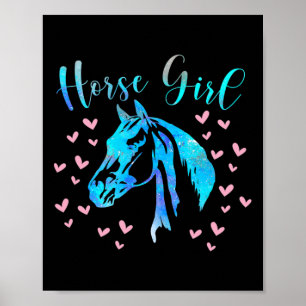 Affiche Cheval Coeurs filles équitation cavalier Ado Enfan