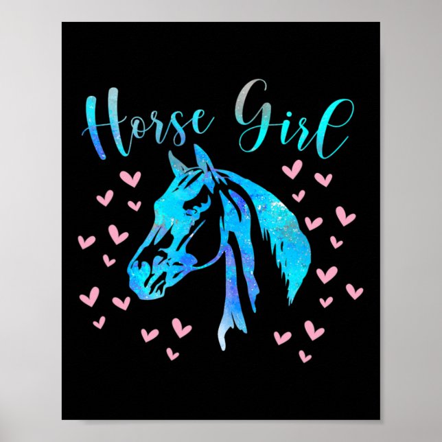 Affiche Cheval Coeurs filles équitation cavalier Ado Enfan (Devant)