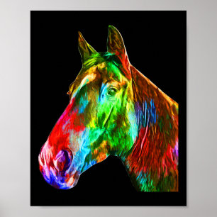 Affiche Cheval Coloré Art Horseback Riding Lover Artsy Ho