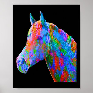 Affiche Cheval Coloré Art Horseback Riding Lover Artsy Ho