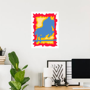Affiche Cheval coloré saut Silhouette équestre