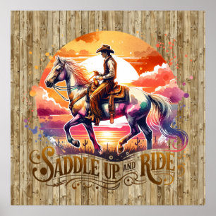 Affiche cheval cool cheval de selle Western